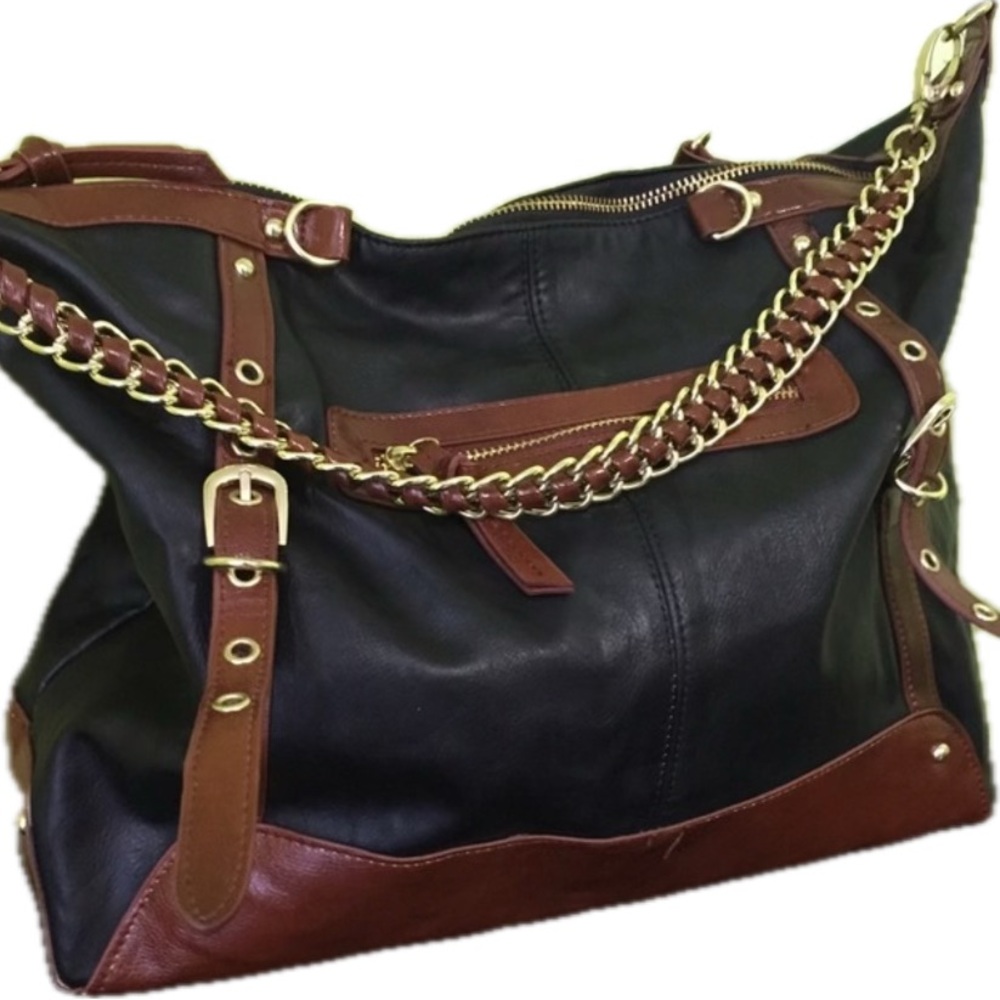Steve Madden Black and Brown Chain Strap Bag